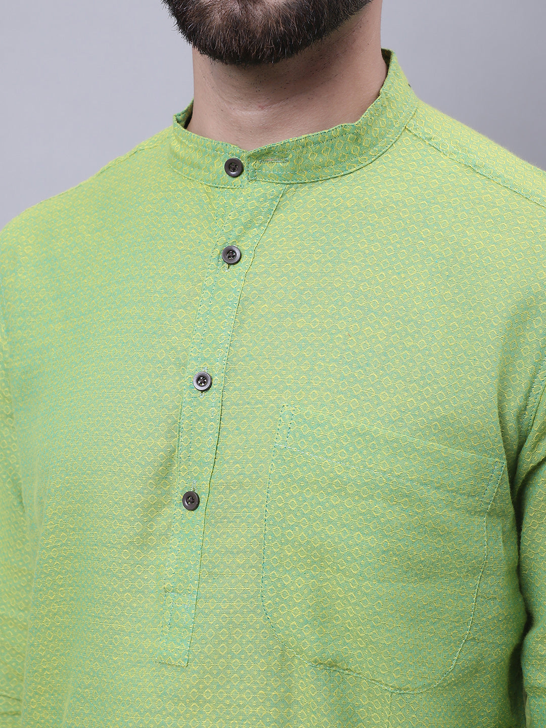 Even Apparels Green Pure Cotton Kurta With Band Collar - Distacart