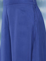 Thumbnail for InWeave Women's Ink Blue Strappy Set W White Pink Lotus Cr Duptta - Distacart