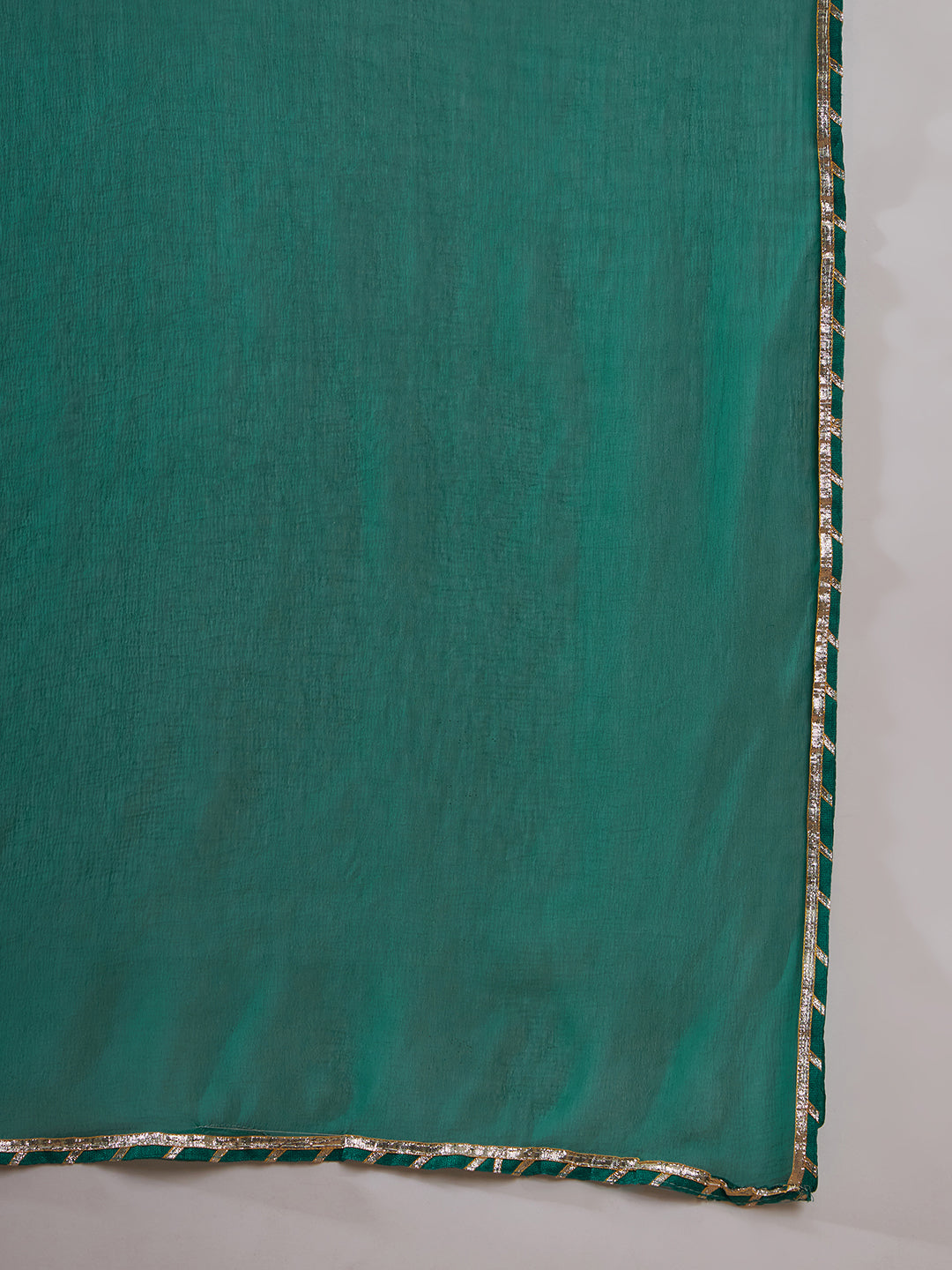 InWeave Women's White Teal Lurex Leaf Print Patch Gota Kurta Set W Teal Dupatta - Distacart