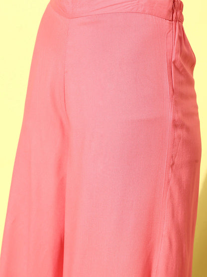 InWeave Women's Camelia Fusion Layer With Peach Sleeveless Kurta Set - Distacart