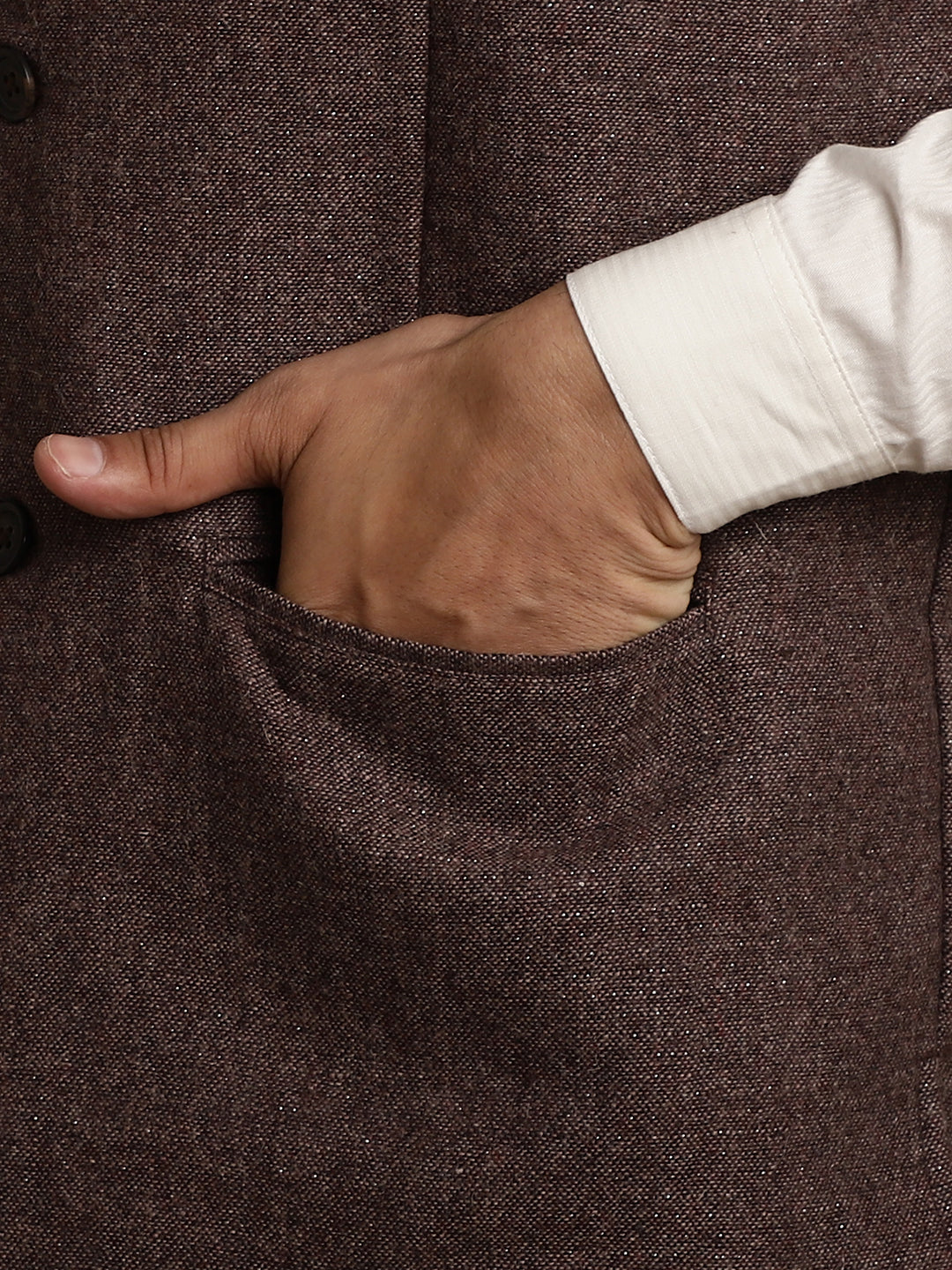 Even Apparels Men's Brown Mandarin Collar Waistcoat - Distacart