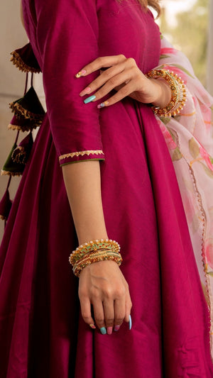 Pomcha Jaipur Magenta Lilly Anarkali Set - Distacart
