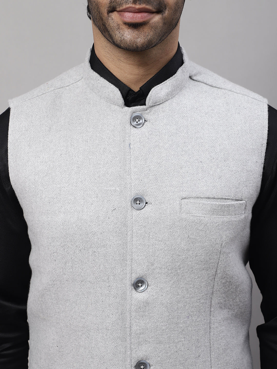 Even Apparels Men's Grey Pure Wool Nehru Jacket - Distacart