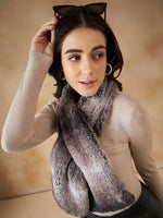 Thumbnail for InWeave Women's Dark Grey Double Shade Faux Fur Neck Warmer - Distacart