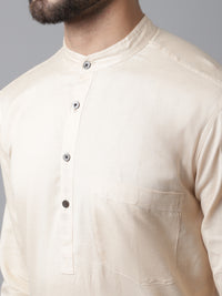 Thumbnail for Even Apparels Cream Pure Cotton Kurta With Band Collar - Distacart