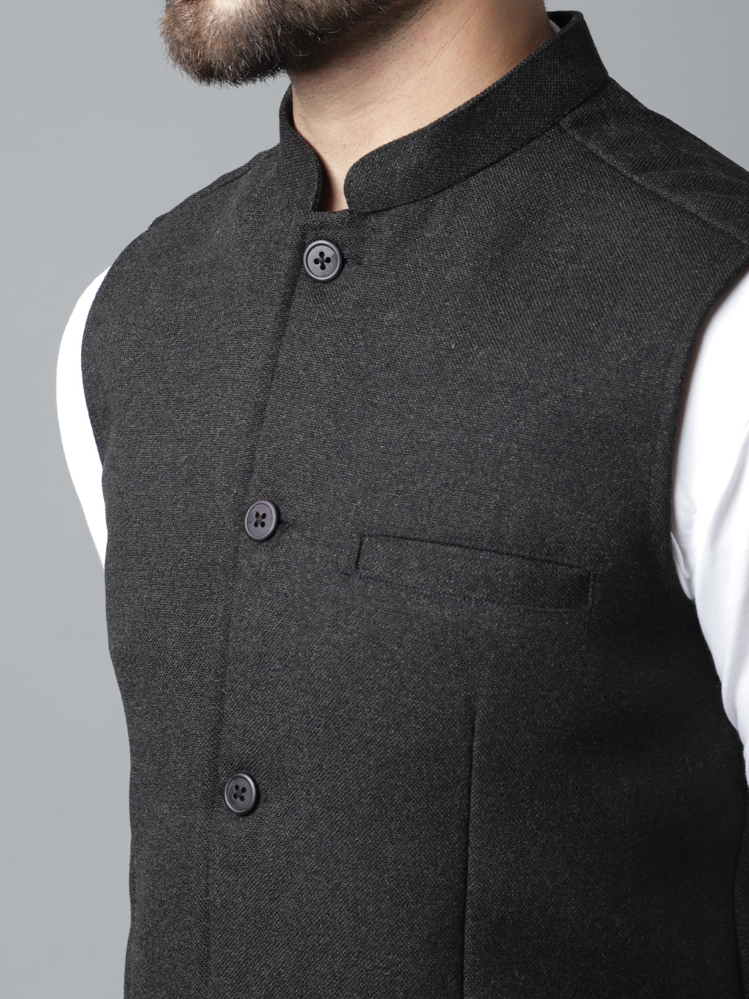 Even Apparels Men's Black Pure Wool Nehru Jacket - Distacart