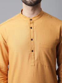 Thumbnail for Even Apparels Yellow Solid Kurta With Band Collar - Distacart