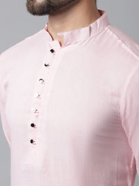 Thumbnail for Even Apparels Pink Pure Cotton Kurta With Band Collar - Distacart