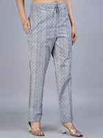 Thumbnail for Kalini Women Grey Floral Printed Beads and Stones Pure Cotton Kurta with Trousers & With Dupatta - Distacart