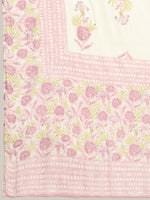 Thumbnail for Kalini Floral Printed Sequined A-Line Pure Cotton Kurta with Trousers & Dupatta - Distacart