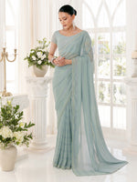 Thumbnail for Soch Striped Embellished Pure Chiffon Saree - Distacart