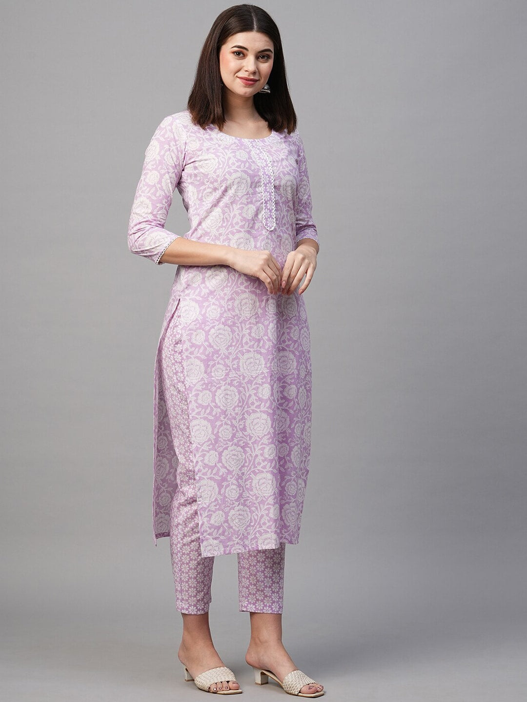 Kalini Straight Floral Printed Kurta with Trousers - Distacart