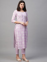Thumbnail for Kalini Straight Floral Printed Kurta with Trousers - Distacart