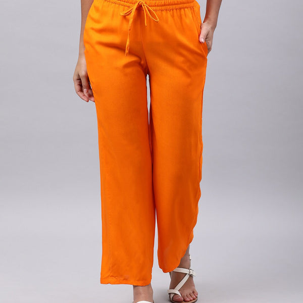 Souchii Orange Liva Palazzos - Distacart