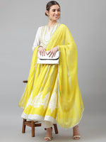 Thumbnail for Khushal K Ethnic Motif Embroidered Band Collar Thread Work Kurta with Palazzos & Dupatta - Distacart