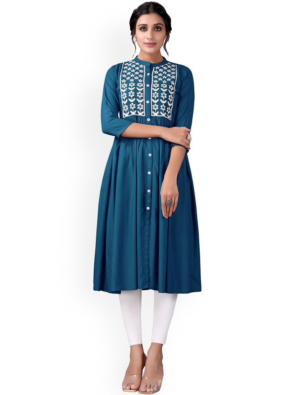 Kalini Women Blue Embroidered Anarkali Kurta - Distacart