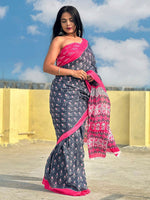 Thumbnail for Kalini Ethnic Motifs Printed Pure Cotton Ikat Saree - Distacart