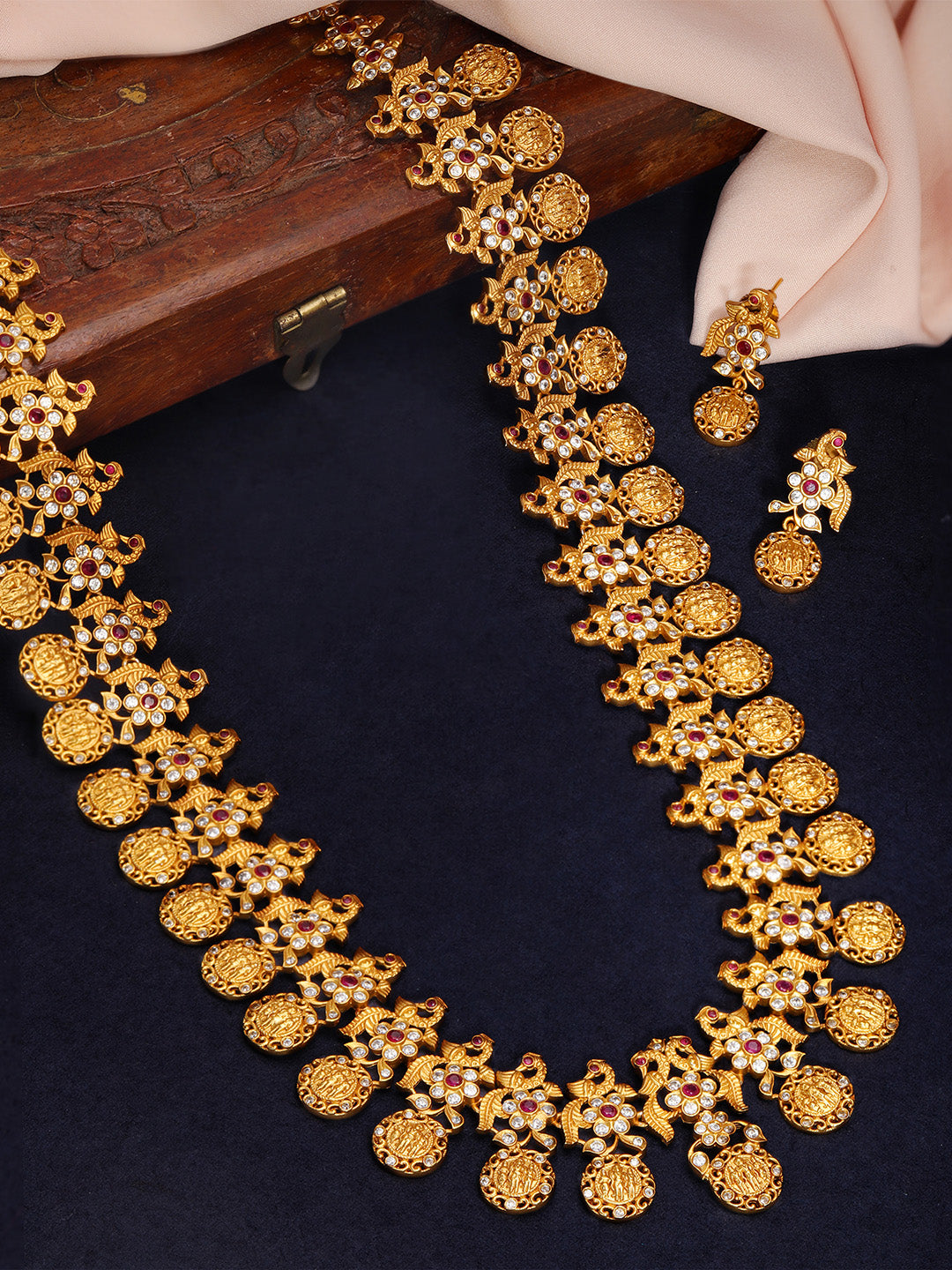 Rubans Women Gold-Plated & Red Stone CZ Studded Jewellery Set - Distacart
