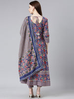 Thumbnail for Kalini Floral Printed Gotta Patti Pure Cotton Kurta with Trousers & Dupatta - Distacart