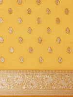 Thumbnail for Saree Mall Mustard Ethnic Motifs Zari Organza Banarasi Saree - Distacart