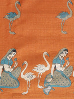 Thumbnail for Saree Mall Rust Orange & Beige Ethnic Motifs Print Bhagalpuri Saree - Distacart
