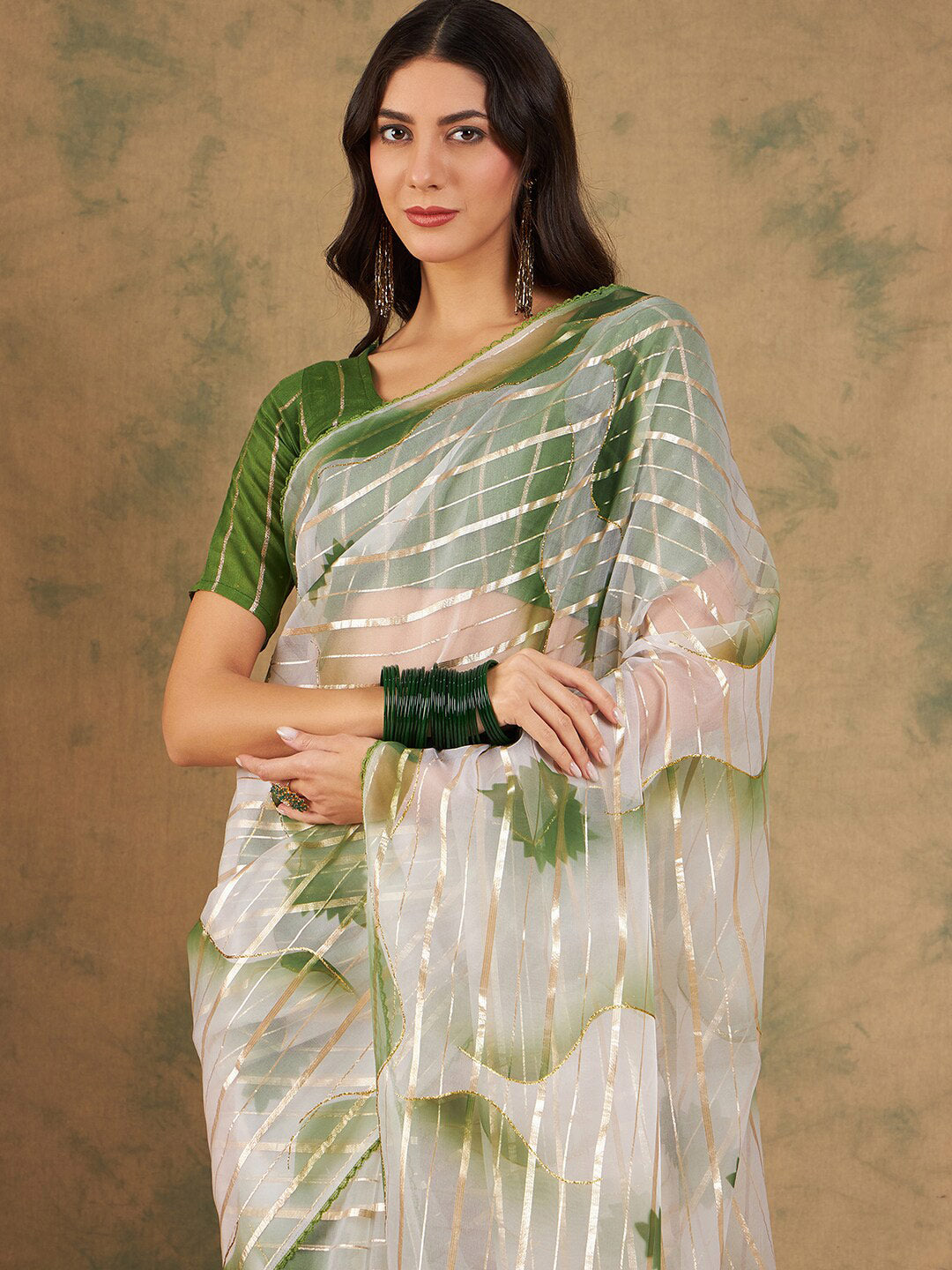 Sangria Woven Design Organza Sarees - Distacart