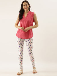 Thumbnail for Souchii White & Grey Printed Slim-Fit Ankle-Length Leggings - Distacart