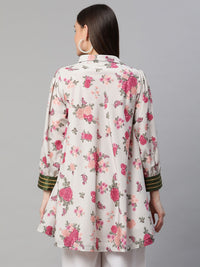 Thumbnail for Ahalyaa Women Beige Crepe Digital Floral Print Tunic - Distacart
