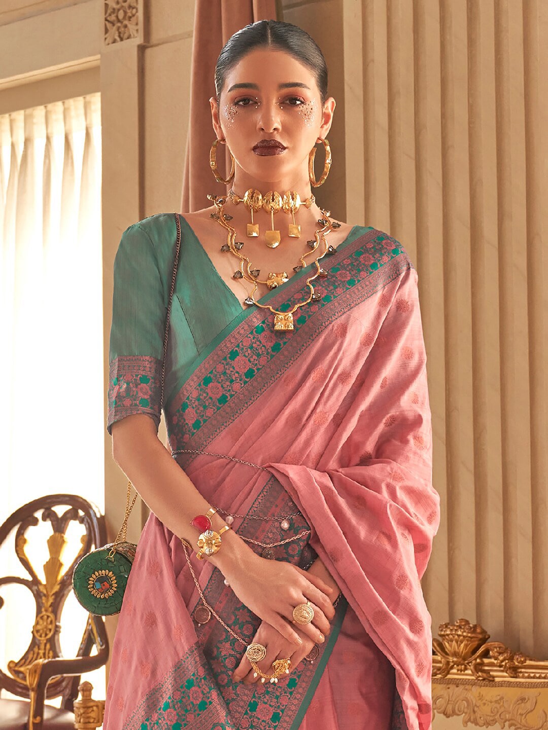 Mitera Ethnic Motifs Woven Design Zari Silk Blend Banarasi Saree - Distacart