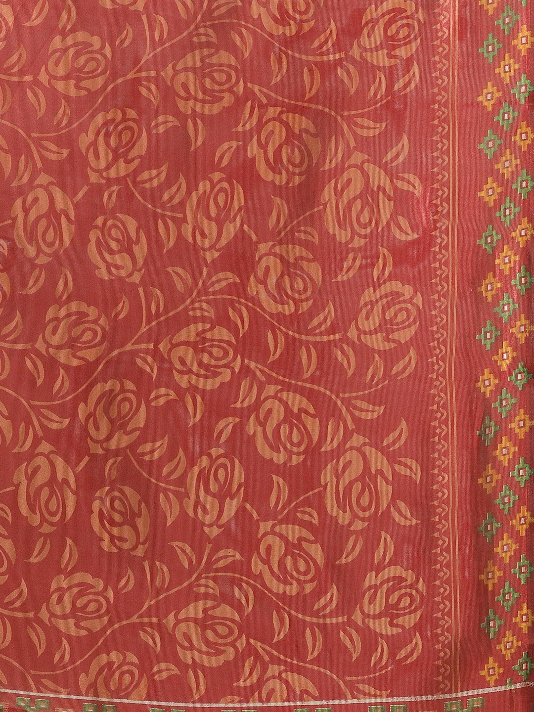 Saree Mall Rust Red & Mustard Yellow Printed Saree - Distacart