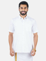 Thumbnail for Ramraj Cotton Mens Half Sleeve Formal 100 % Cotton White Shirt - Distacart