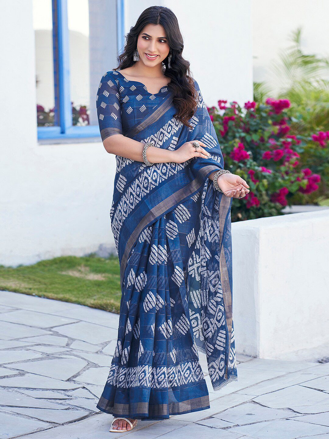 Kalini Batik Printed Zari Bagh Sarees - Distacart