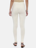 Thumbnail for Souchii Off-White Solid Slim-Fit Churidar-Length Leggings - Distacart
