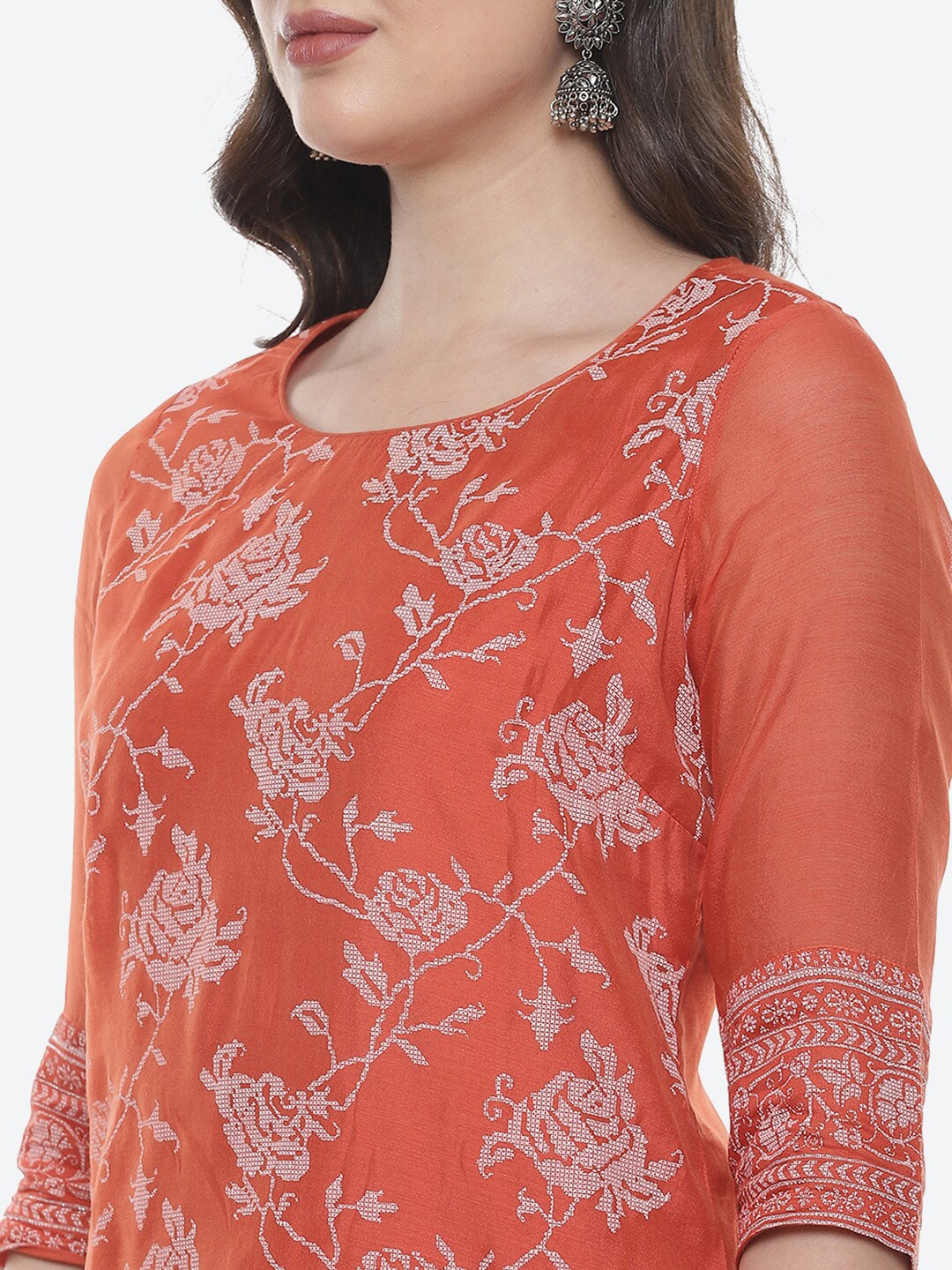 Biba Women Orange Ethnic Motifs Printed Kurta - Distacart