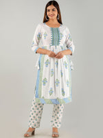 Thumbnail for Kalini Floral Printed Pleated Gotta Patti Kurta with Trousers - Distacart
