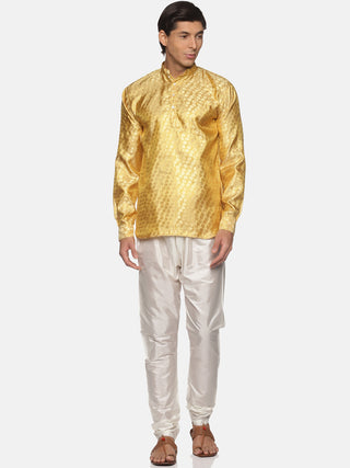 Sethukrishna Men Gold-Toned Kurta with Pyjamas - Distacart