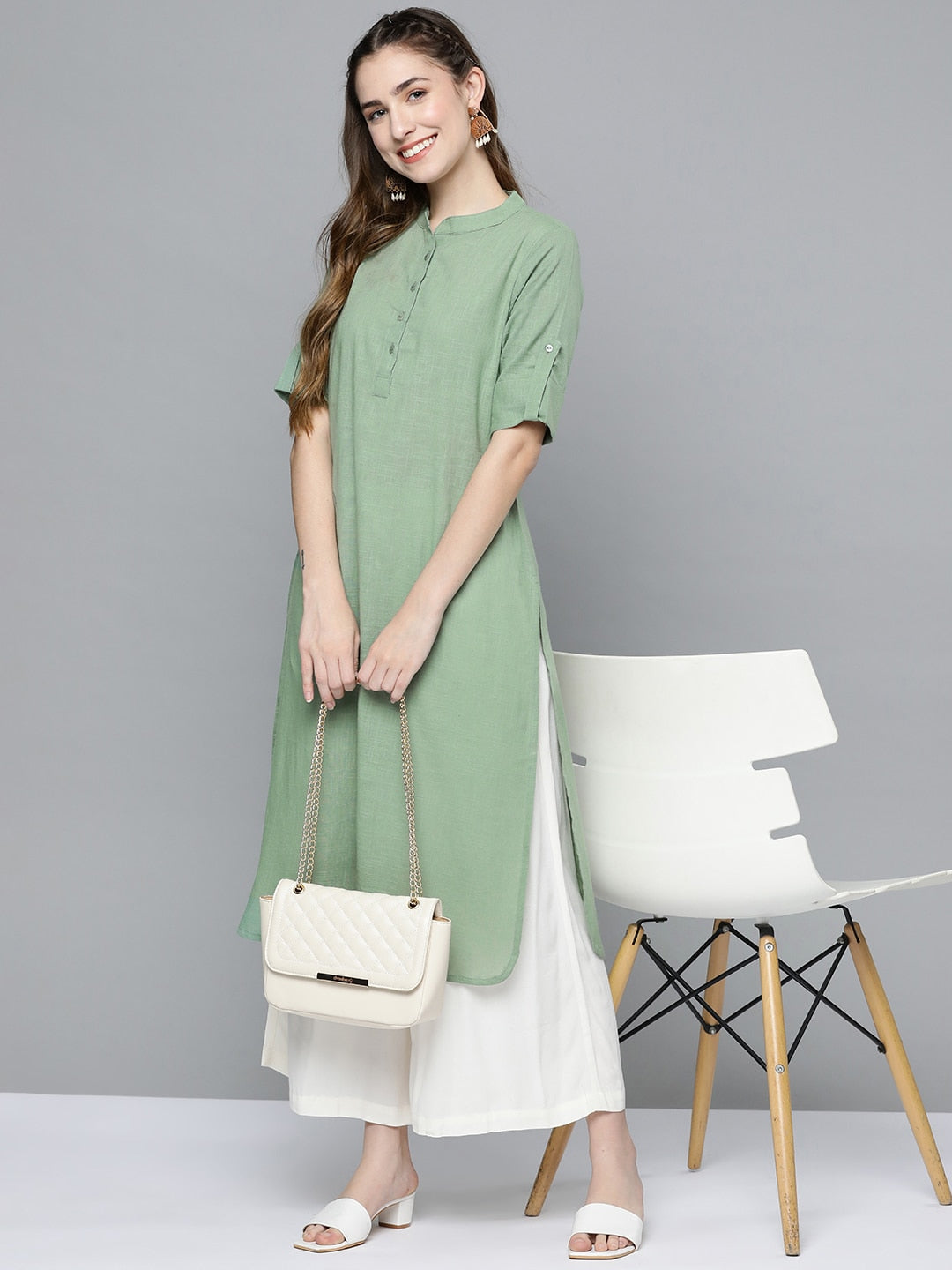 HERE&NOW Women Mint Green Pakistani Style Kurta - Distacart