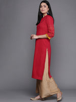 Thumbnail for Biba Women Pink & Golden Striped Winter Kurta - Distacart