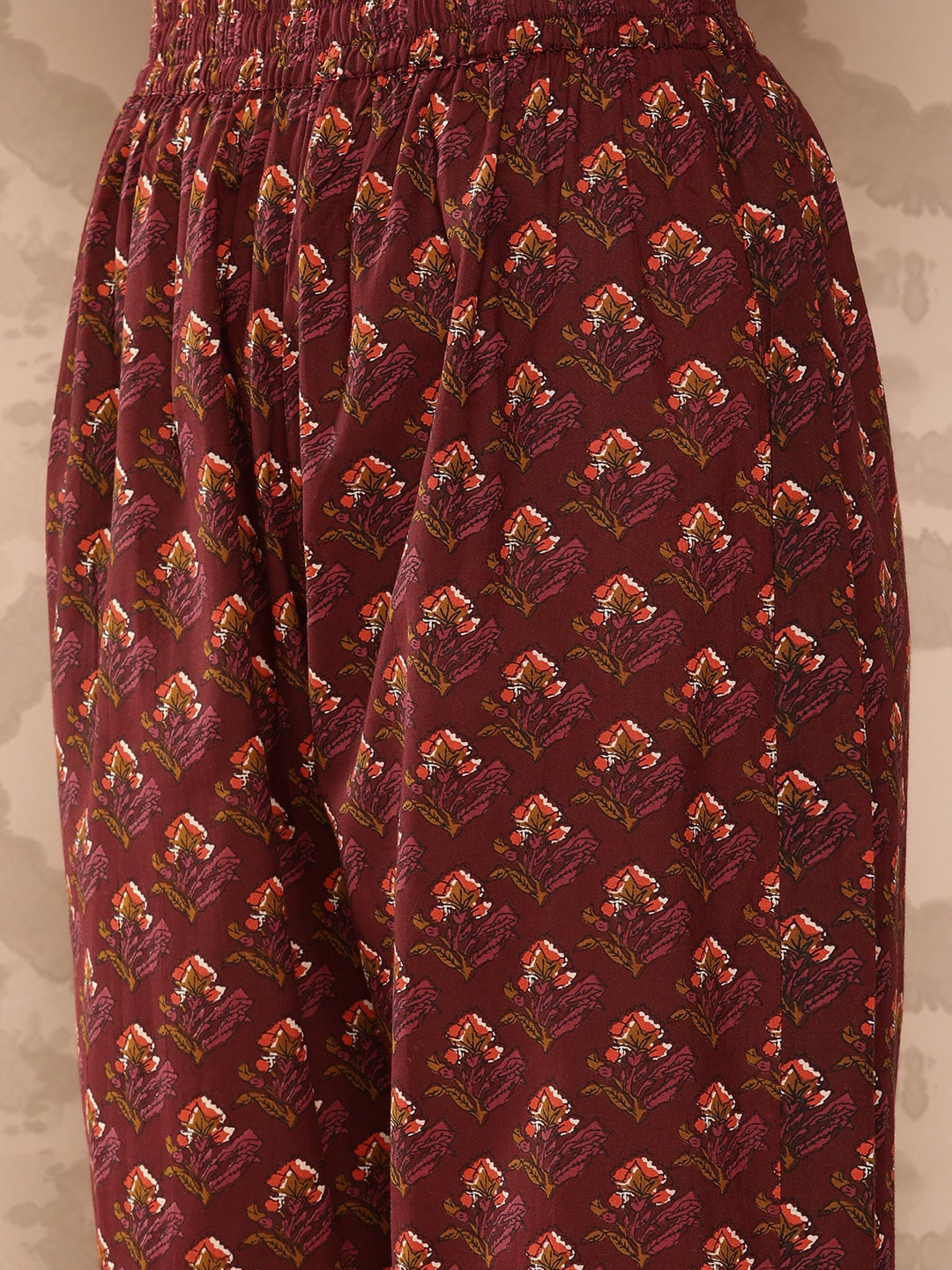 Kalini Floral Printed Angrakha Sequinned Pure Cotton Kurta with Palazzos & Dupatta - Distacart