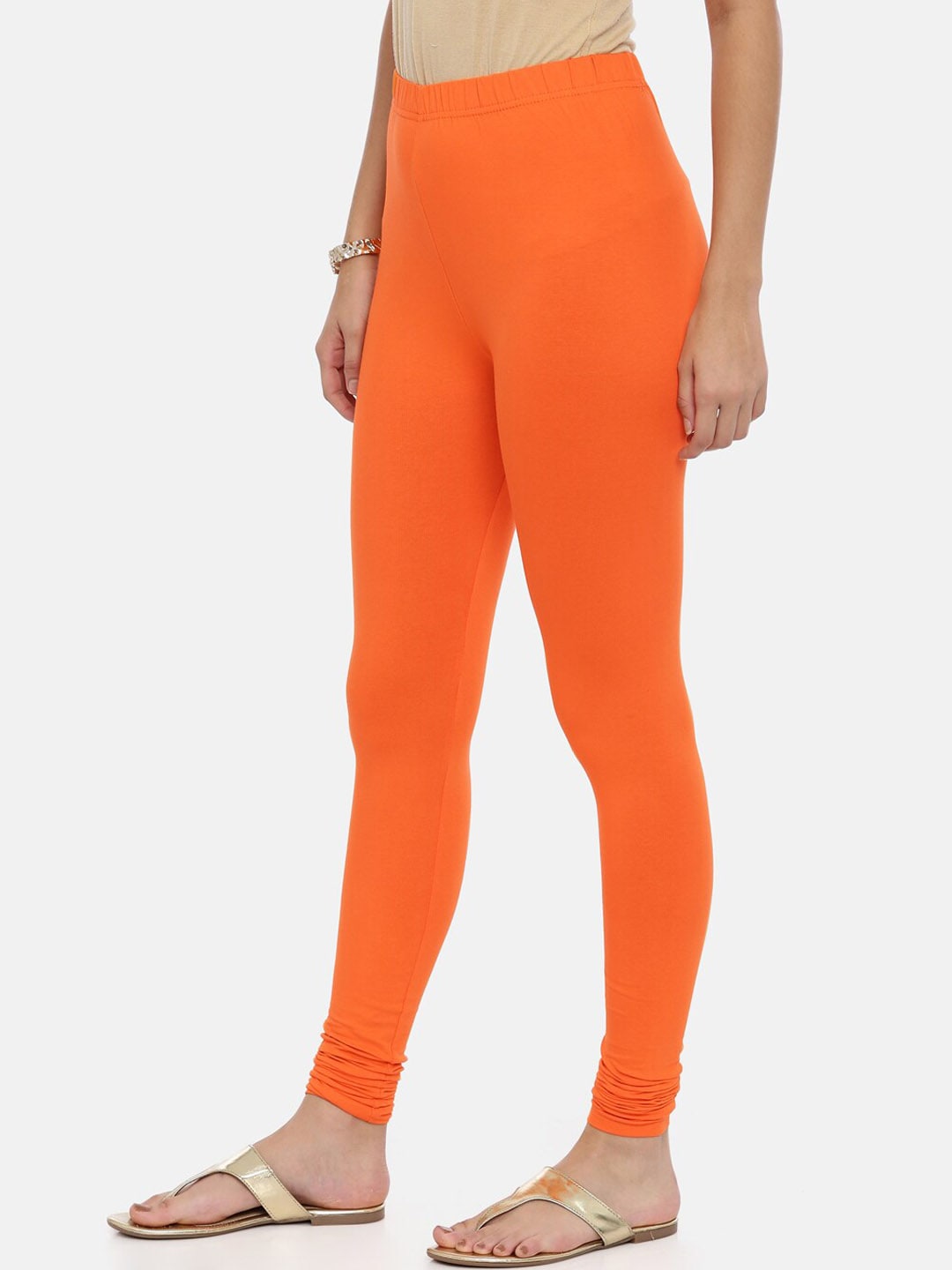 Souchii Orange Solid Slim-Fit Churidar-Length Leggings - Distacart