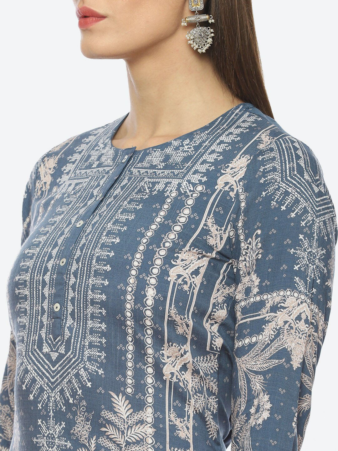 Biba Ethnic Motifs Printed Kurta - Distacart