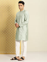Thumbnail for House of Pataudi Jashn Embroidered Thread Work Sequined Kurta - Distacart