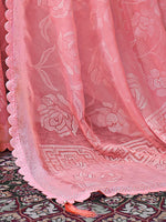 Thumbnail for Saree Mall Floral Woven Design Pure Chiffon Beads & Stones Bagru Sarees - Distacart