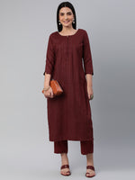 Thumbnail for Kalini Women Self Design Pure Cotton Kurta With Trousers - Distacart