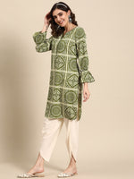 Thumbnail for Sangria Ethnic Motifs Printed Puff Sleeves Kurta with Dhoti Pants - Distacart