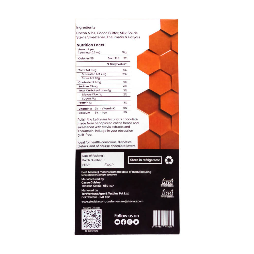 LaStevia Dark Chocolate Sweetened with Stevia