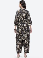 Thumbnail for Biba Women Black Ethnic Motifs Printed Straight Pure Cotton Kurta with Salwar - Distacart