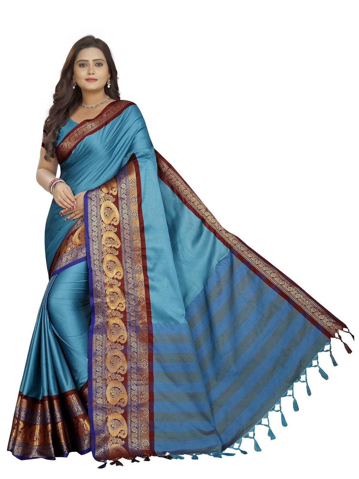 Vamika Banarasi Silk Blue Weaving Saree