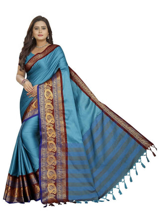 Vamika Banarasi Silk Blue Weaving Saree