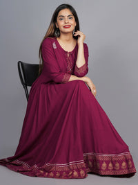 Thumbnail for Kalini Women Maroon Floral Embroidered Anarkali Kurta - Distacart